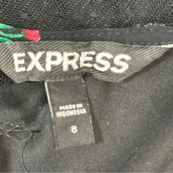 EXPRESS Maxi Floral Sheer Mid Lined Maxi Dress Size 8 Black - Picture 10 of 11